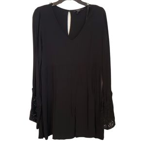 Forever 21 Crochet Sleeve Black Dress Size L